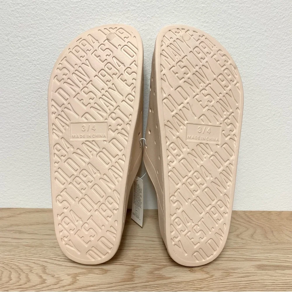 Old Navy Perforated Clogs‎ Slides Kids Sz 3-4 EVA Lightweight Summer Light Taupe